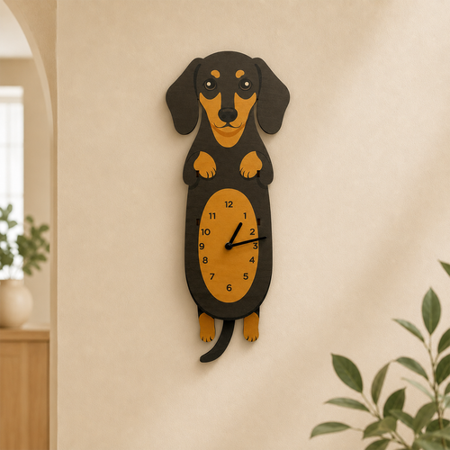 🐶 New Arrival – Swing Tail Dachshund Wooden Wall Clock