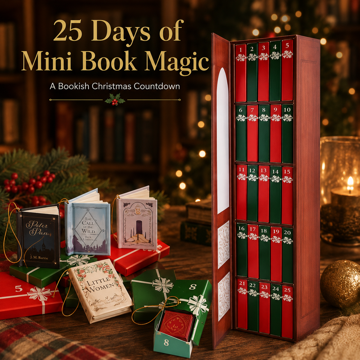 📚 25 Days of Mini Book Magic Christmas Advent Calendar – Tree Ornaments 🎄