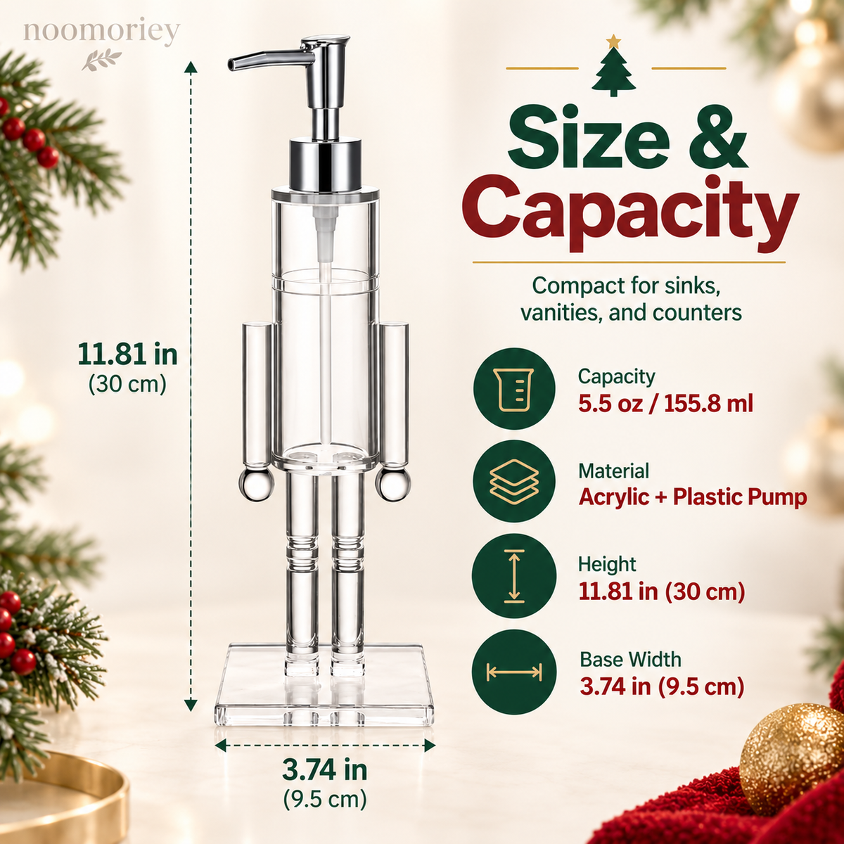 🎄 Nutcracker Soap Dispenser — Festive Holiday Bathroom Decor