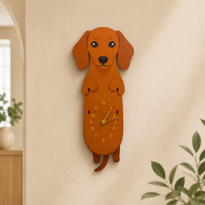 🐶 New Arrival – Swing Tail Dachshund Wooden Wall Clock