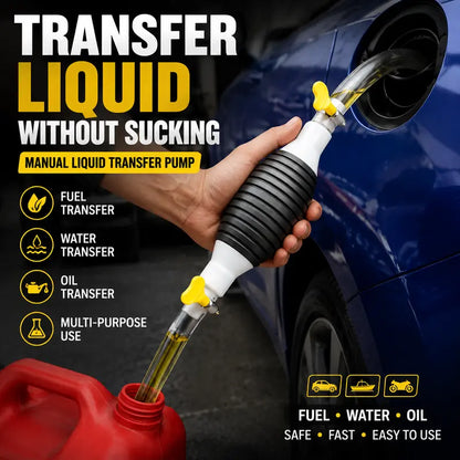 Manual Siphon Pump Kit | Fast Fuel, Water & Oil Transfer Pump with 1M Hose & Hose Clamps for Cars, Boats & Emergency Use