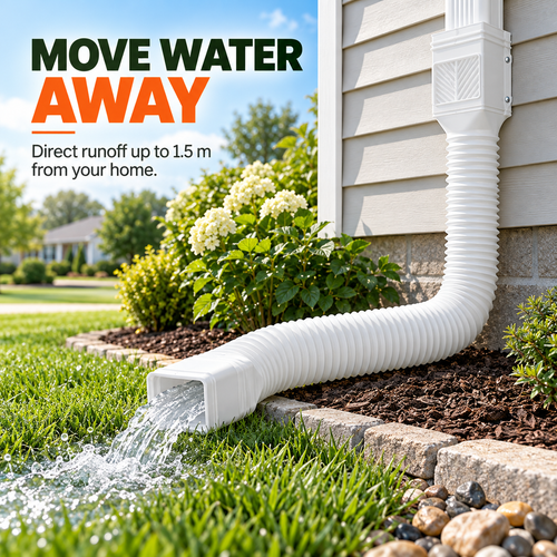 🌧️ Universal Flexible Gutter Downspout Extension Set (2-Pack) – 1.5M Foundation Protection 🏡