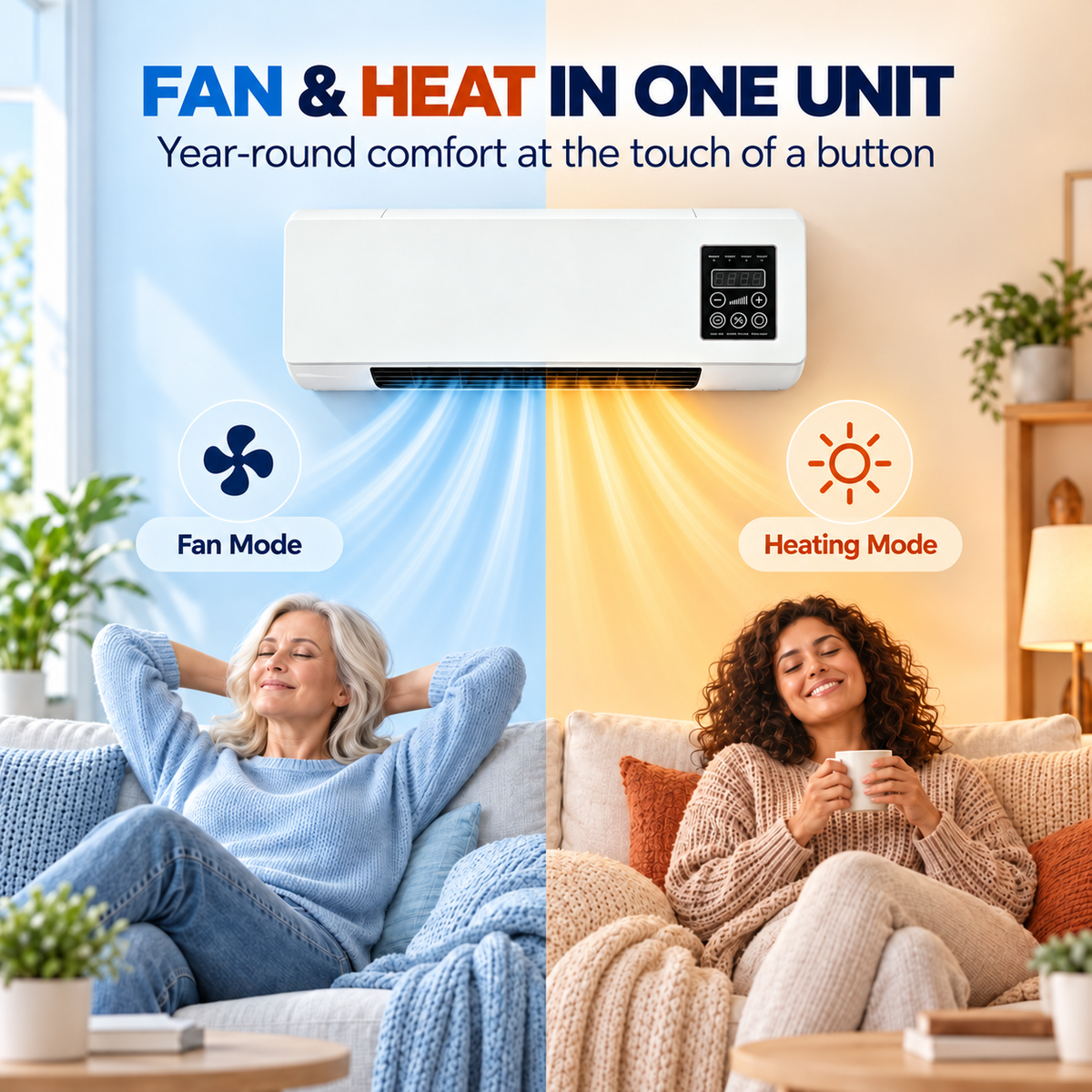 ❄️🔥 2-in-1 Wall-Mounted Cooling & Heating Unit – Remote Control
