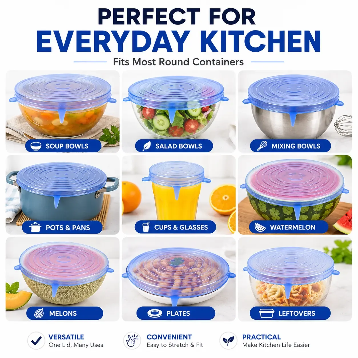 🍃 Silicone Stretch Lids – Ditch Plastic Wrap, Choose a Better Way