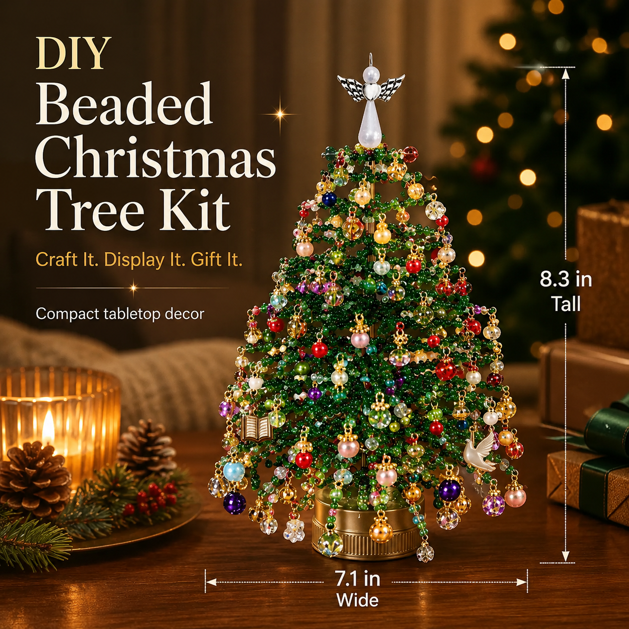 🎄 DIY Beaded Christmas Tree Craft Kit - Tabletop Holiday Decoration✨