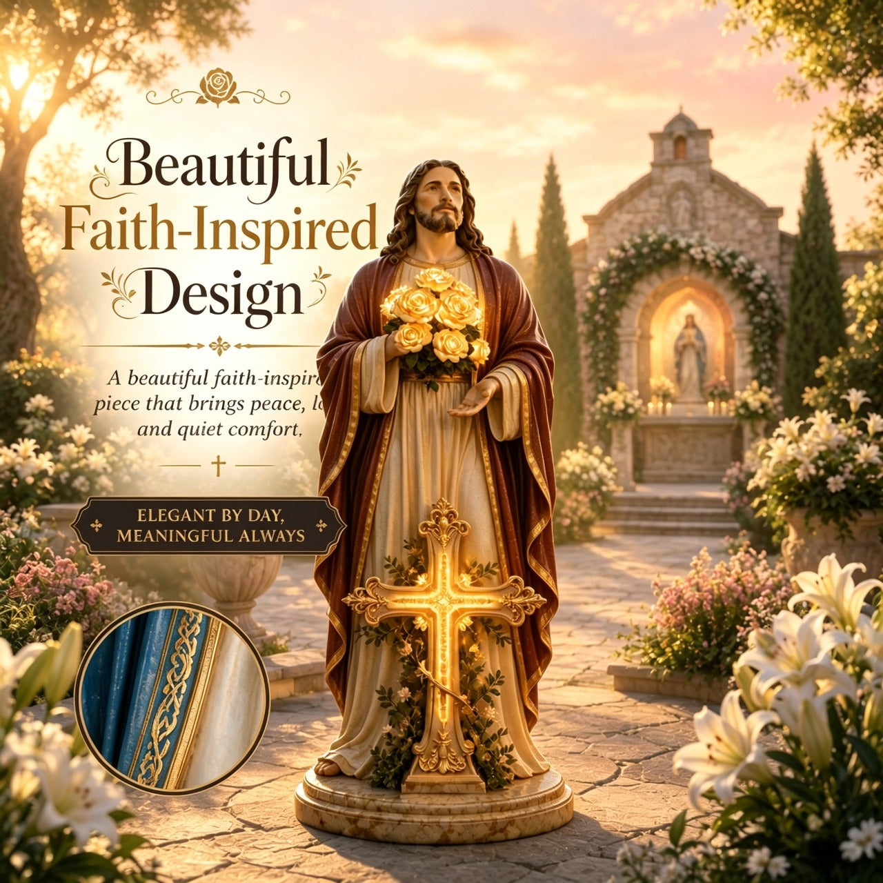🔥Last Day 49% OFF 💗 Blessed Light of Jesus & Virgin Mary Garden Sculpture💛