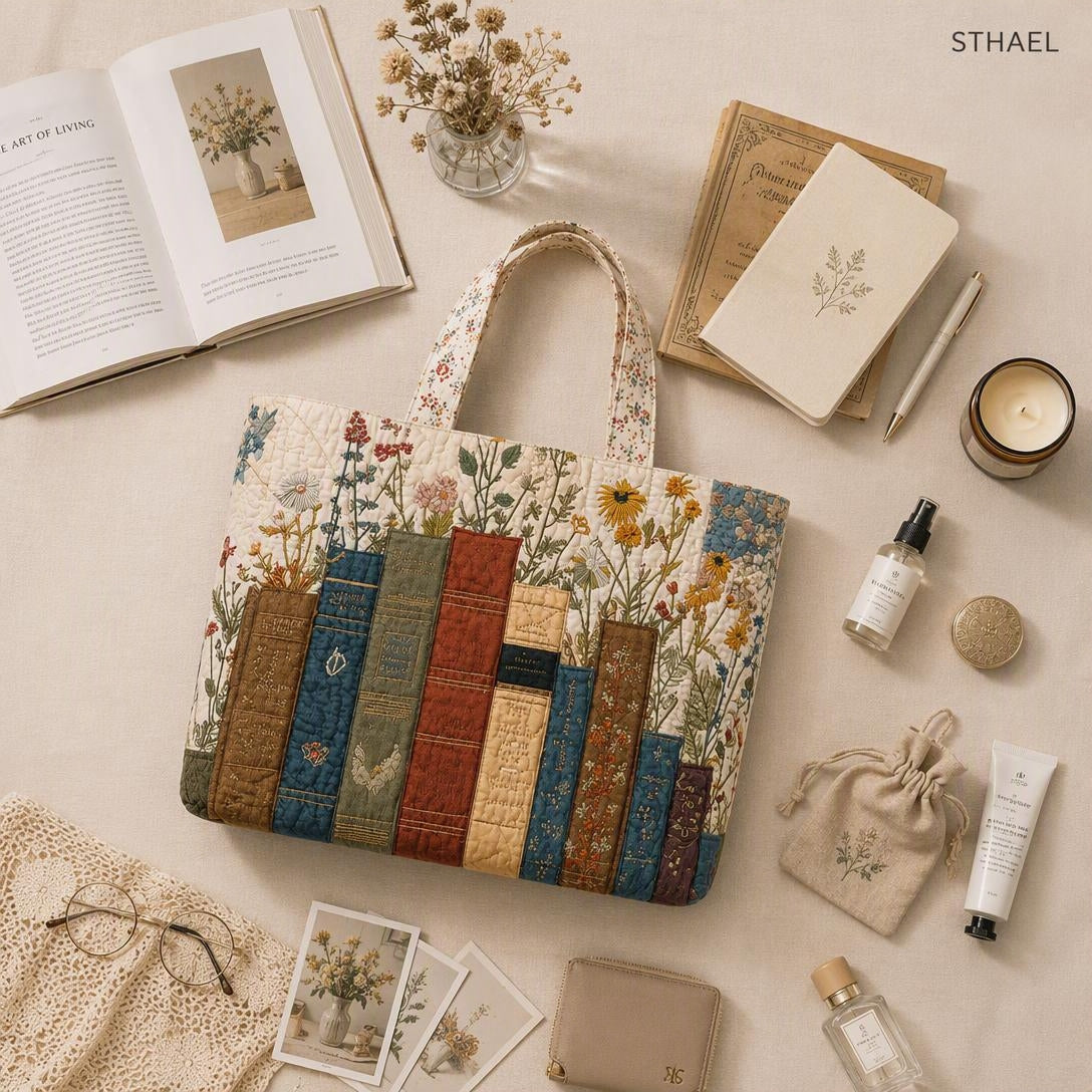 Women’s Vintage Library Quilted Tote Bag