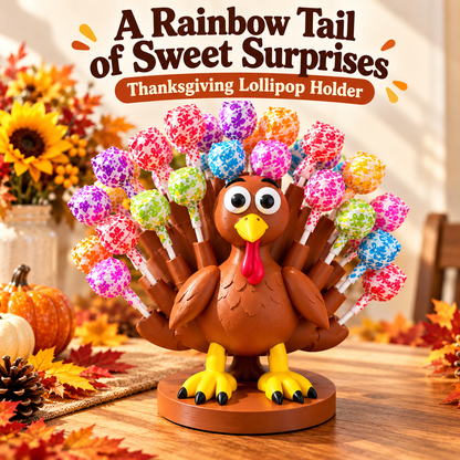 Turkey Lollipop Holder — A Rainbow Tail of Thanksgiving Fun