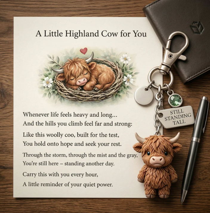 🐮A Little Highland Cow For You Keychain: Your Daily Reminder of Quiet Strength