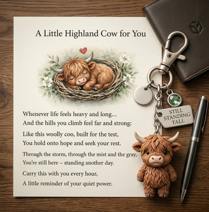 🐮A Little Highland Cow For You Keychain: Your Daily Reminder of Quiet Strength