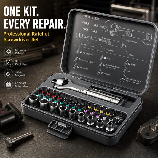 40 in 1 Ratchet Screwdriver Set, 60-Tooth Magnetic Ratcheting Screwdriver Set with 180° Rotating Ratchet Head