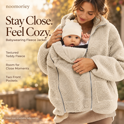 🤍 Cozy 2-in-1 Sherpa Babywearing Jacket – Soft & Warm Fleece Mom and Baby Coat