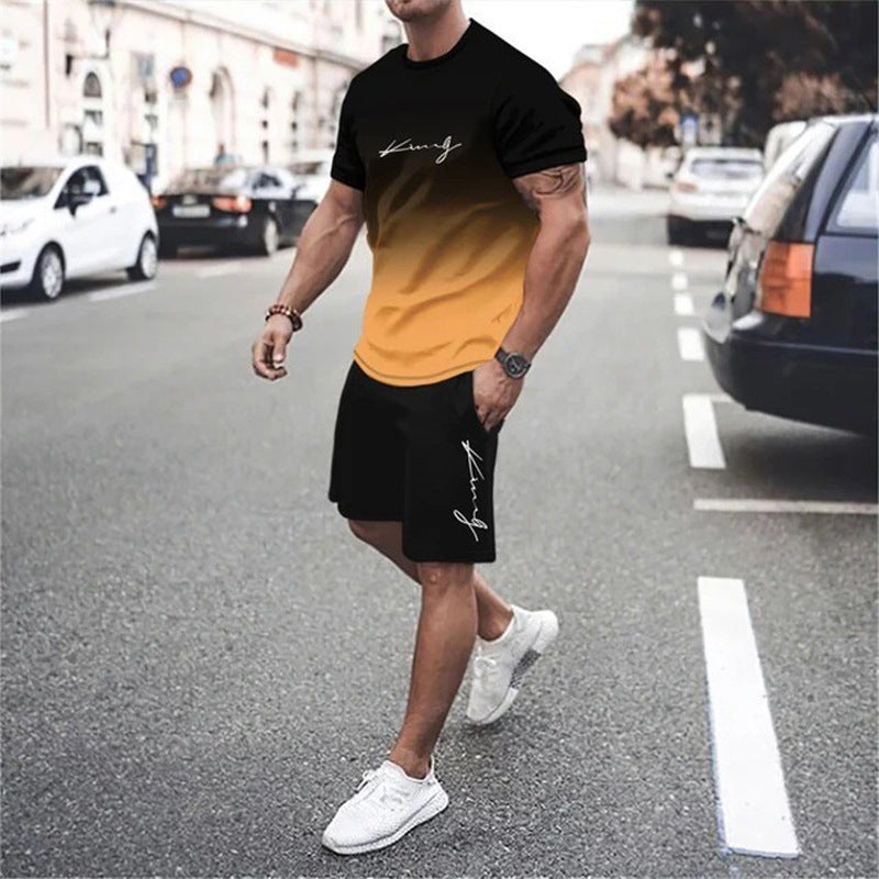 ⚡ Men's Gradient Fitness 2-Piece Set！