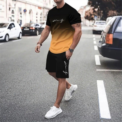 ⚡ Men's Gradient Fitness 2-Piece Set！