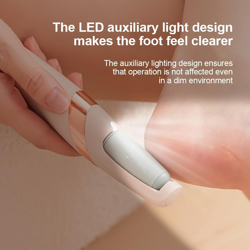 Electric Foot File – Rechargeable Callus Remover for Hard, Cracked Skin – at-Home Pedicure Kit for Smooth Feet (Men & Women) (Pink)