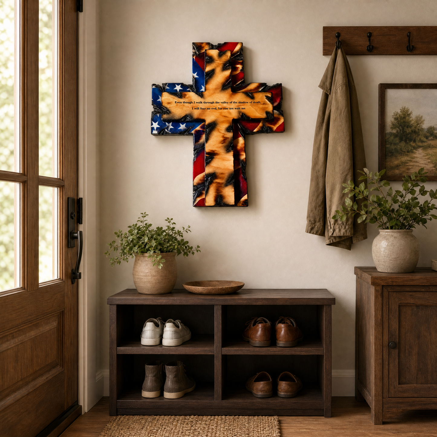 🎁🎉Only $49.99 This Week🌟🎉Patriotic American Flag Wooden Cross Wall Decor