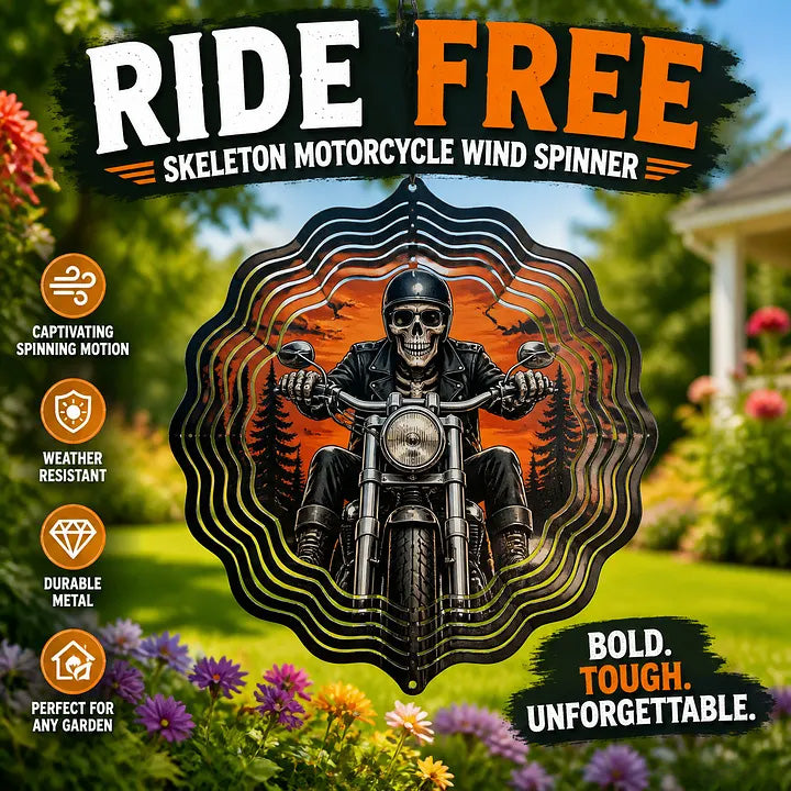 💀 Skull Motorcycle Windmill Spinner