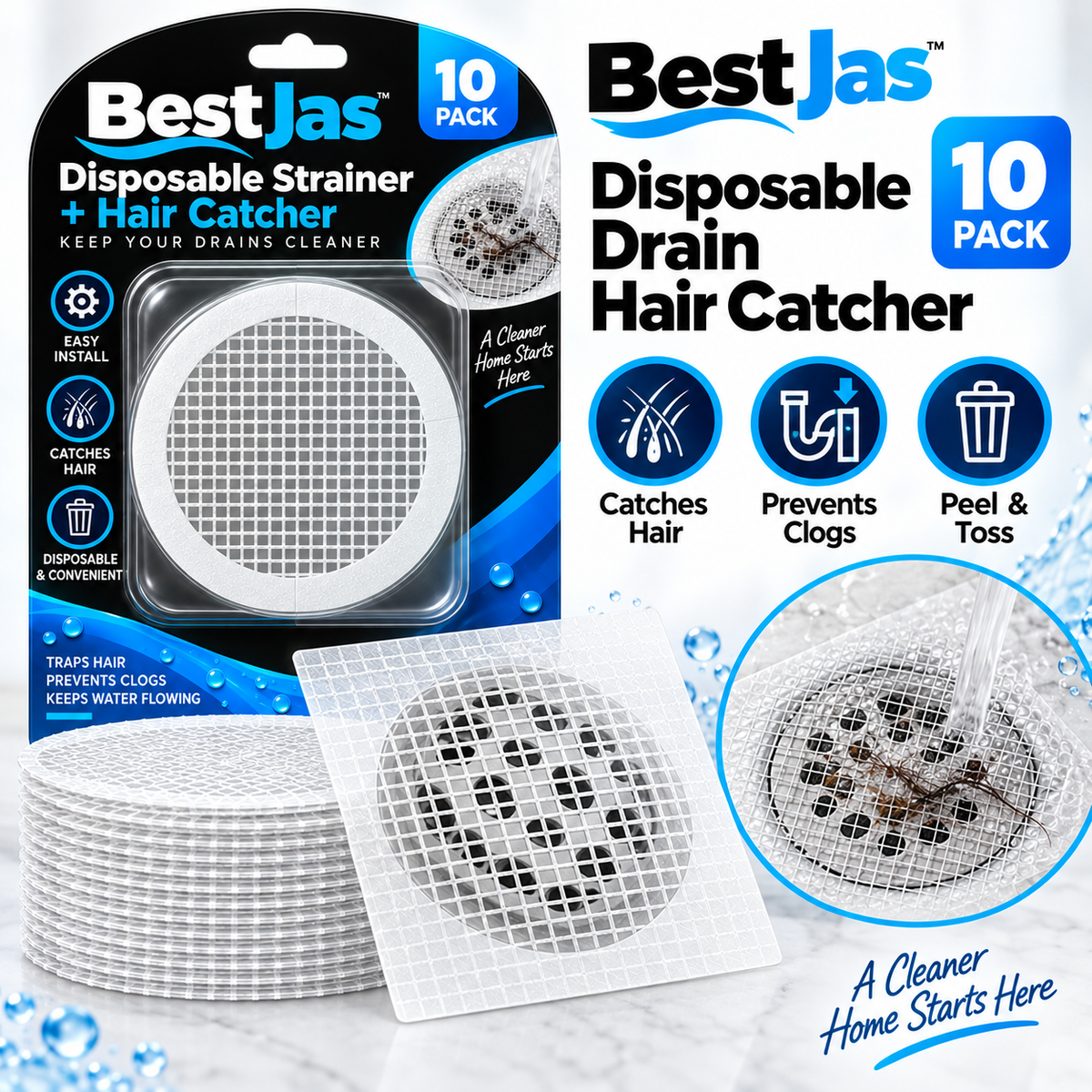 Disposable Drain Hair Catcher – Stop Hair Before It Clogs Your Drain 🚿🛒