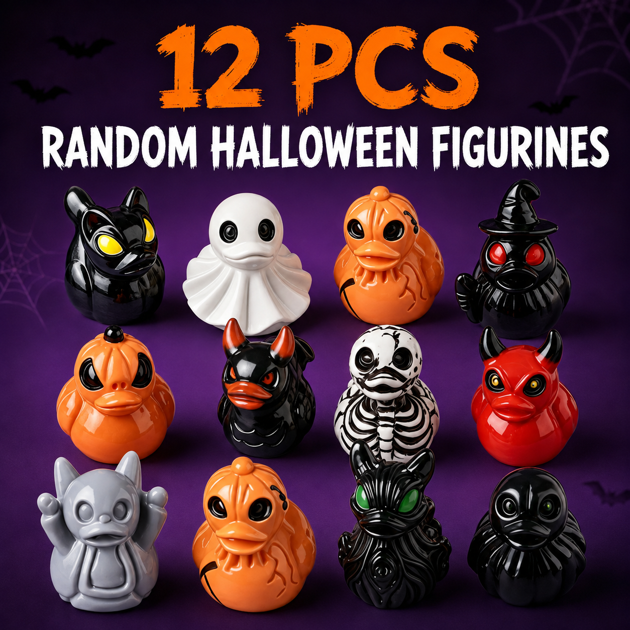 👻 Mini Spooky Resin Duck Decor – Cute Devil, Ghost & Skull Collectible | Halloween Desk Ornament & Christmas Gift
