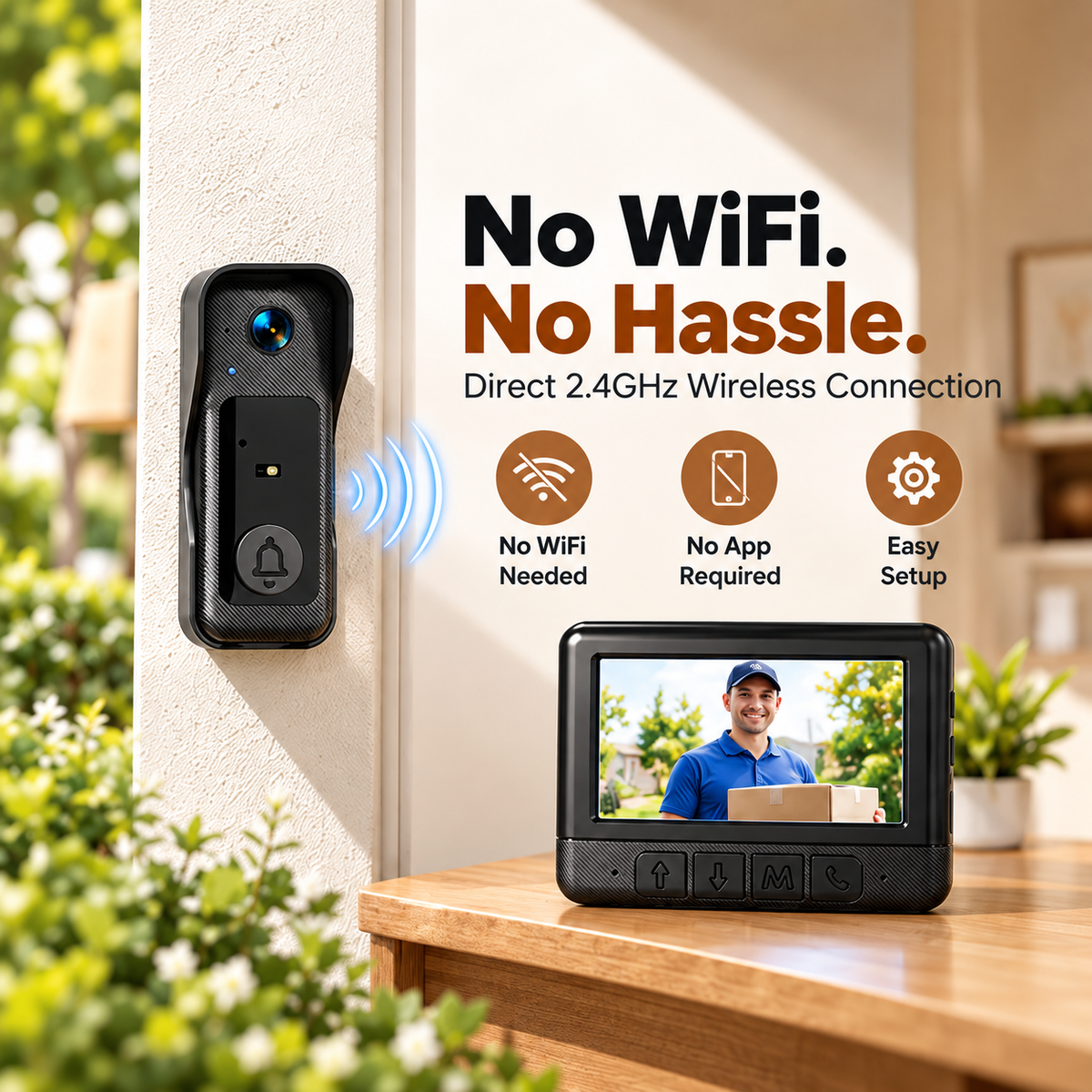 🚪 X6 Wireless Video Doorbell – No WiFi Required, 4.3" Color Screen & Two-Way Communication