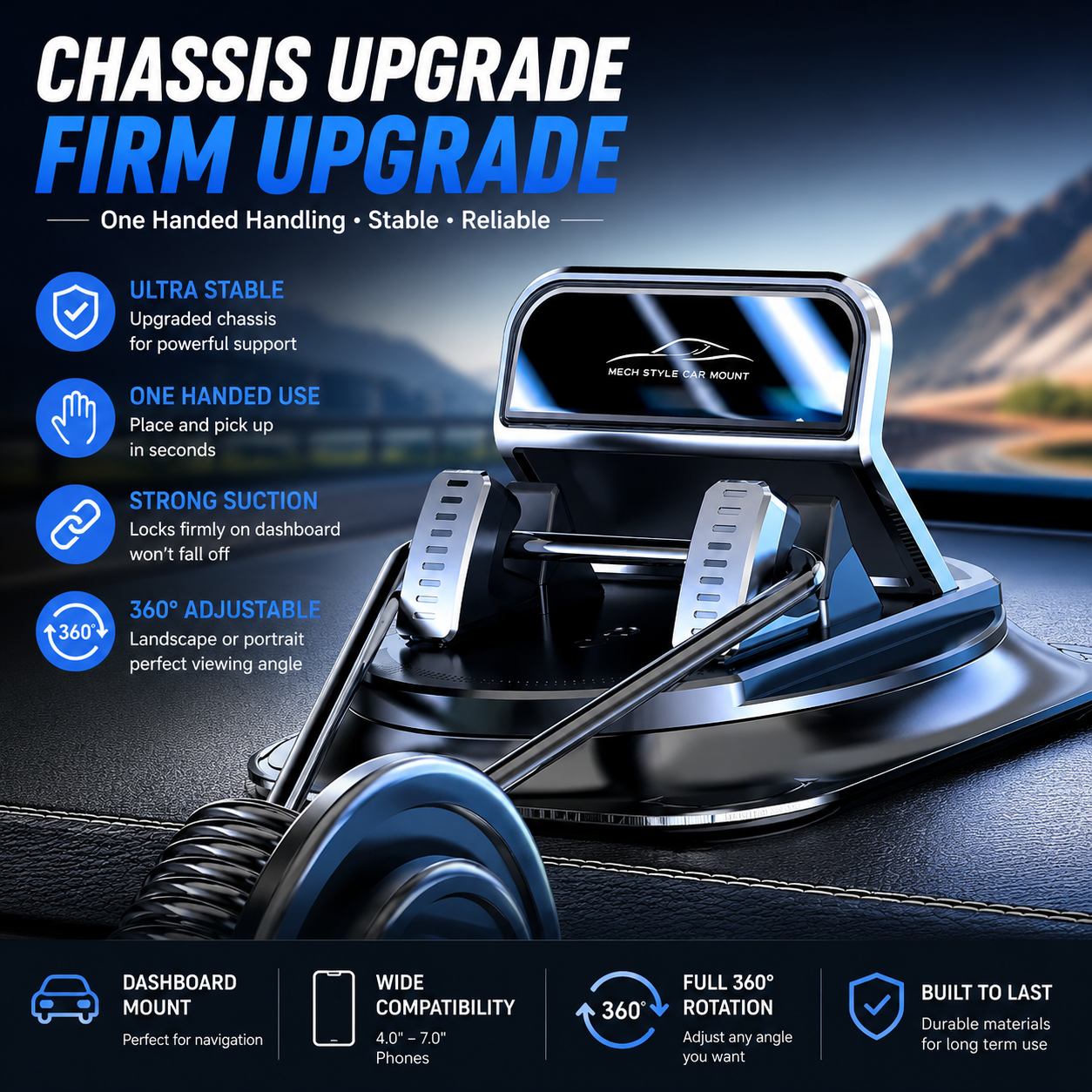 360° Car Phone Holder | Dashboard Suction Cup Mount for iPhone & Android
