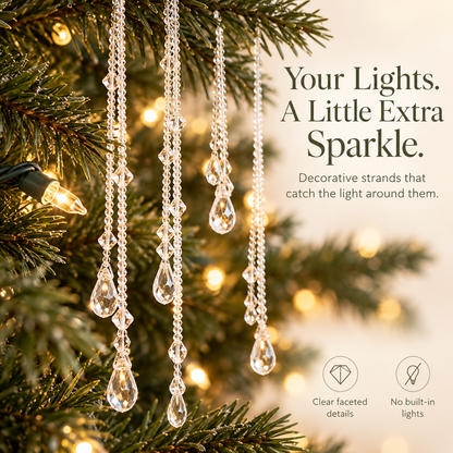✨ Reusable Clear Beaded Tinsel – Teardrop Icicle Strands for Christmas Trees