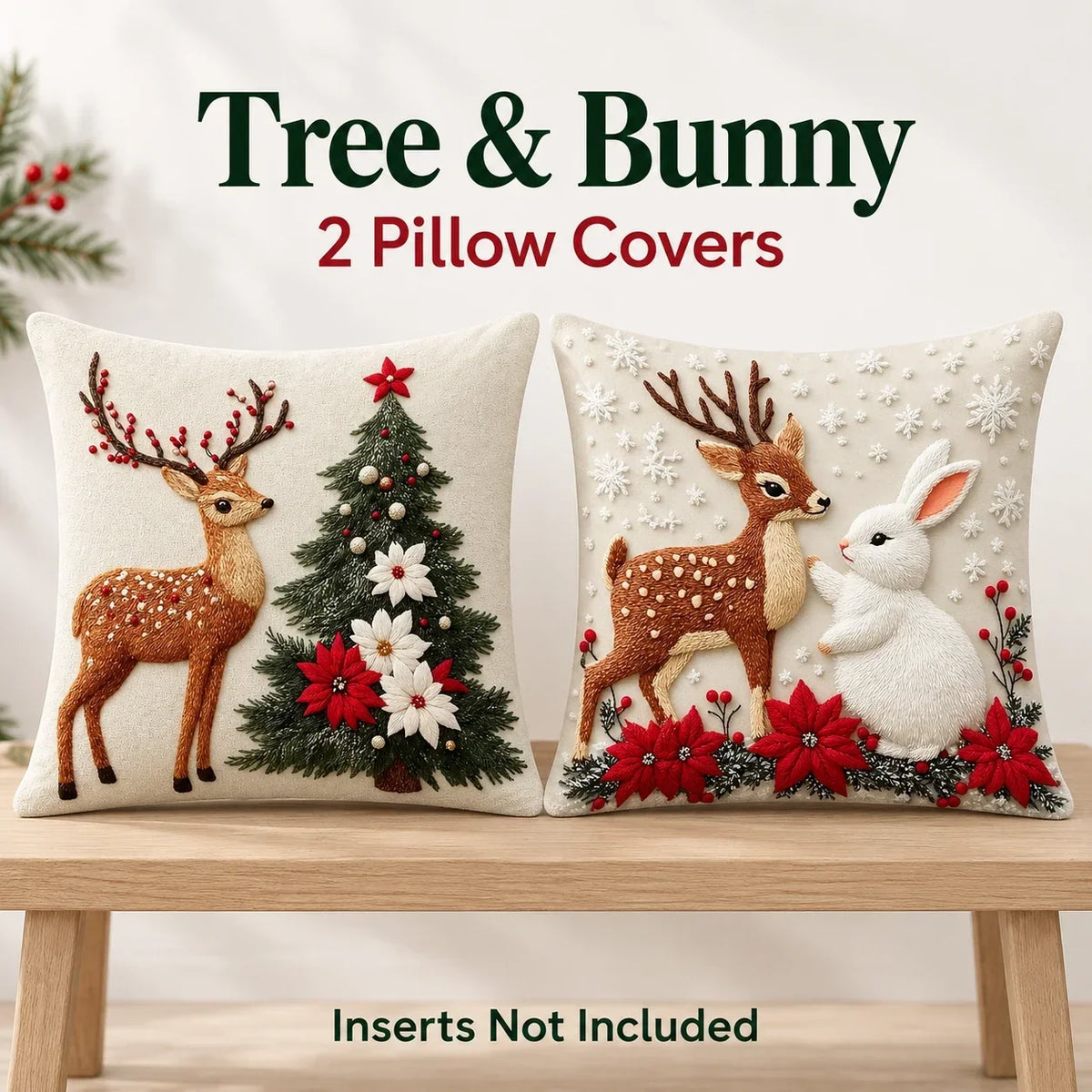 🎄 Christmas Pillow Covers 4-Piece Set — Festive Sofa Makeover