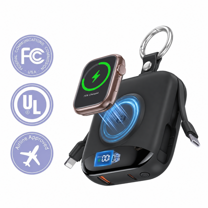 🔥10000mAh Portable Charger Power Bank with Built-in Cables Travel Keychain Battery Pack