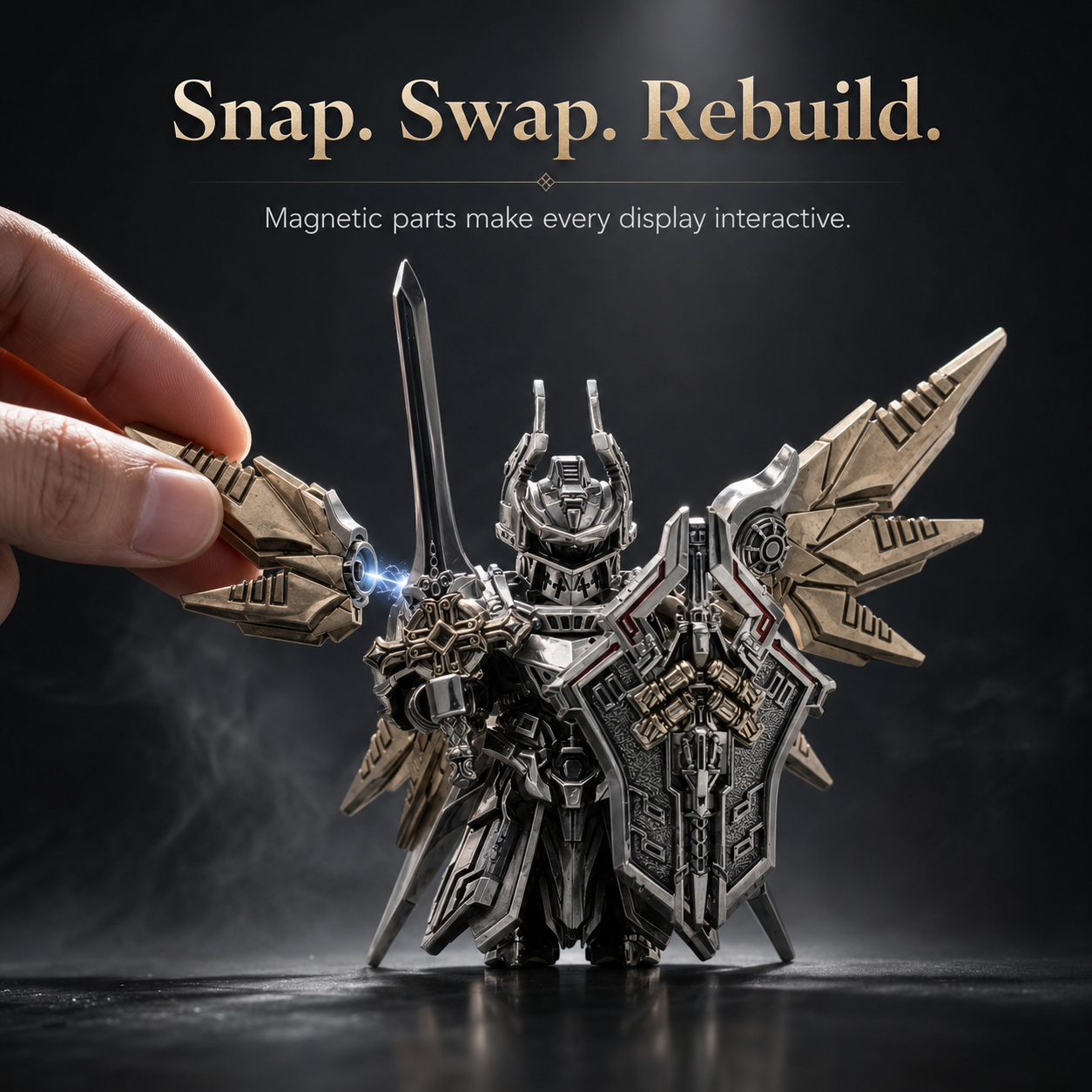 ⚔️ Magnetic Detachable Armored Knight Action Figure with Modular Wings & Weapons 🛡️