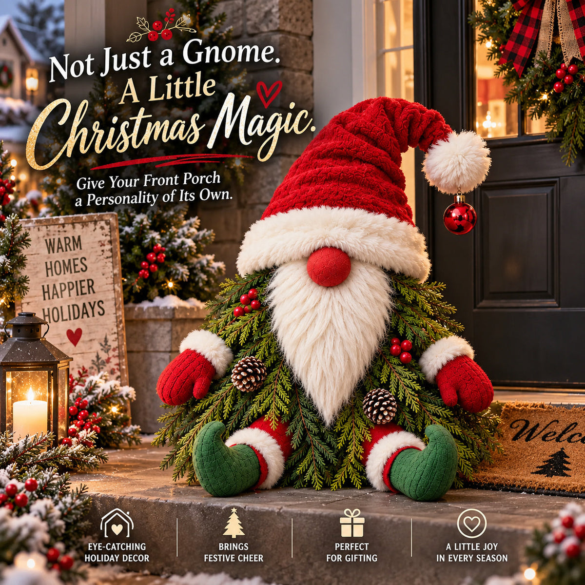 🎅 Who Says Gnomes Can't Be Christmas Trees? 🎄 – Adorable Christmas Gnome Porch Decoration