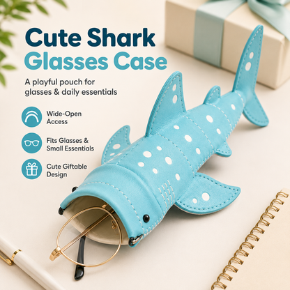 ✨🦈 Cute Whale Shark Wide-Mouth Glasses Case – Clip-On Eyewear & Essentials Pouch ✨