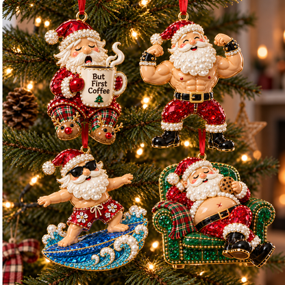 🎅 Santa’s Off-Duty Christmas Ornaments – 8 Funny Holiday Keepsake Designs💪🏄
