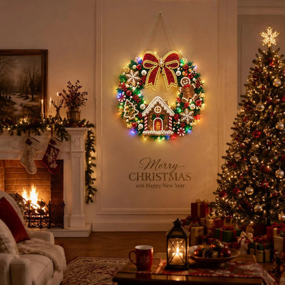 Christmas LED Diamond Painting Wreath Kit