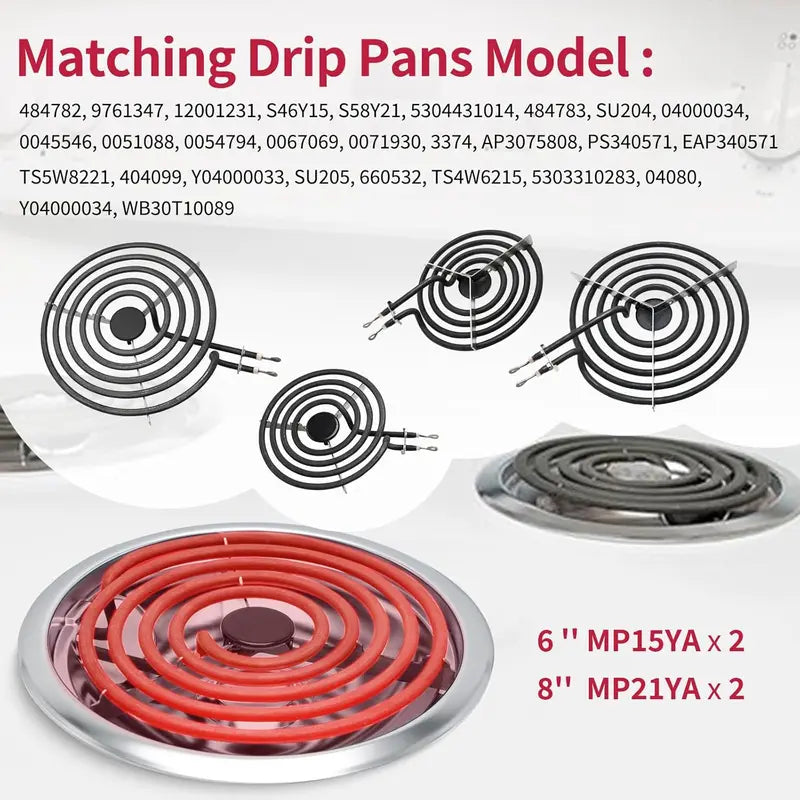 MP22YA Stainless Steel Electric Stove Coil Burner Cooktop Replacement Parts