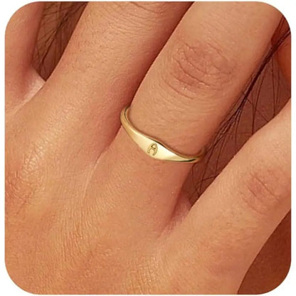 14 Karat Plated Gold Filled Initial Band Dainty Stacking Rings