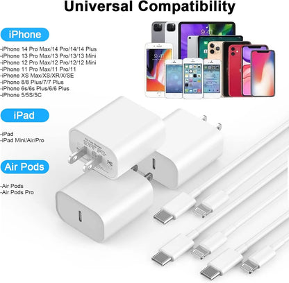 20W PD USB-C Fast Charger & 4.92 FT Cable for iPhone