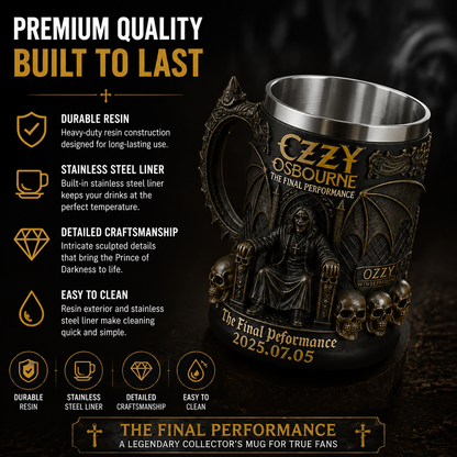 ozy osborne Heavy Metal Skull Mug Made Of Resin Gift For Dad