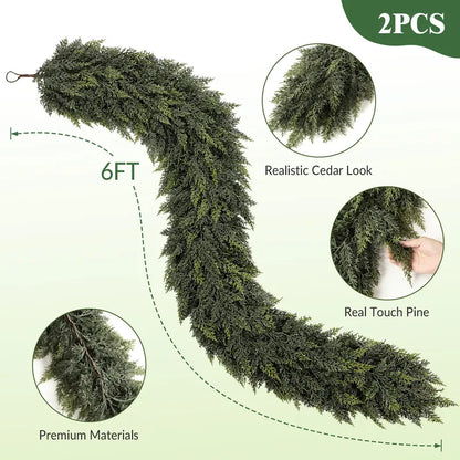 6FT PE Material Real Touch Classic Evergreen Artificial Cedar Garland