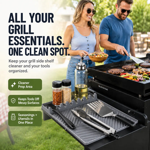 🔥🍳 16.5" × 11" Silicone Grill Side Shelf Mat – Heat-Resistant, Non-Slip & Dishwasher Safe BBQ Organizer ✨