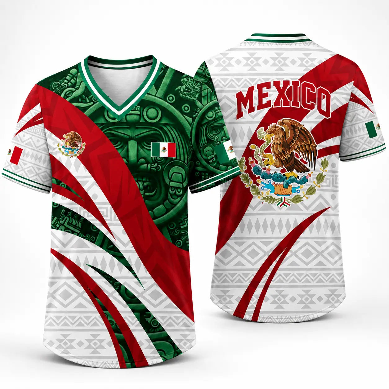 Mexico-Inspired Unisex V-Neck Jersey Shirt for Summer