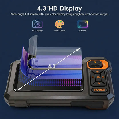 16.5FT Borescope Camera with Light, 4.3" HD Screen, Waterproof Endoscope with 8 LED Lights, Semi-Rigid Cable