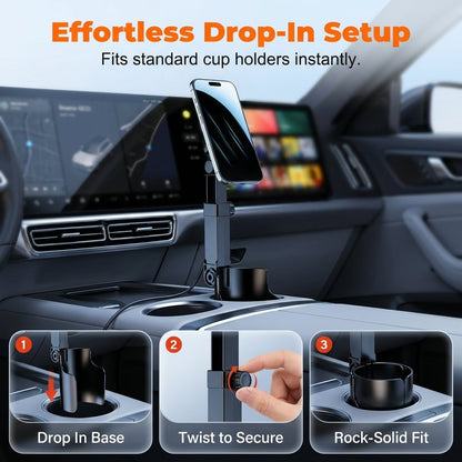 🚗📱 Car Cup Holder Phone Mount – 🔄 360° Adjustable, Strong N52 Magnet, One-Handed Operation, Fits All Phones, Stable Magnetic & Clamp Models for Safe Driving 🛡️🚘✨