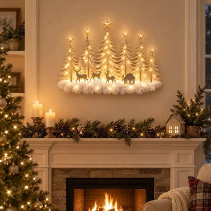 🔥HOT SALE🔥🌲 Step Into an Enchanted Winter Grove: Lighted Christmas Woodland Forest Wall Decor
