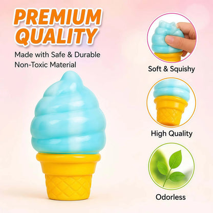 Super Soft Ice Cream Squishy Toy | Squishy Fun Stress Relief Squishies Squeeze Fidget Sensory Toy for Kids & Adults | Cute Birthday Gift Party Favor | Squishy Fidgets