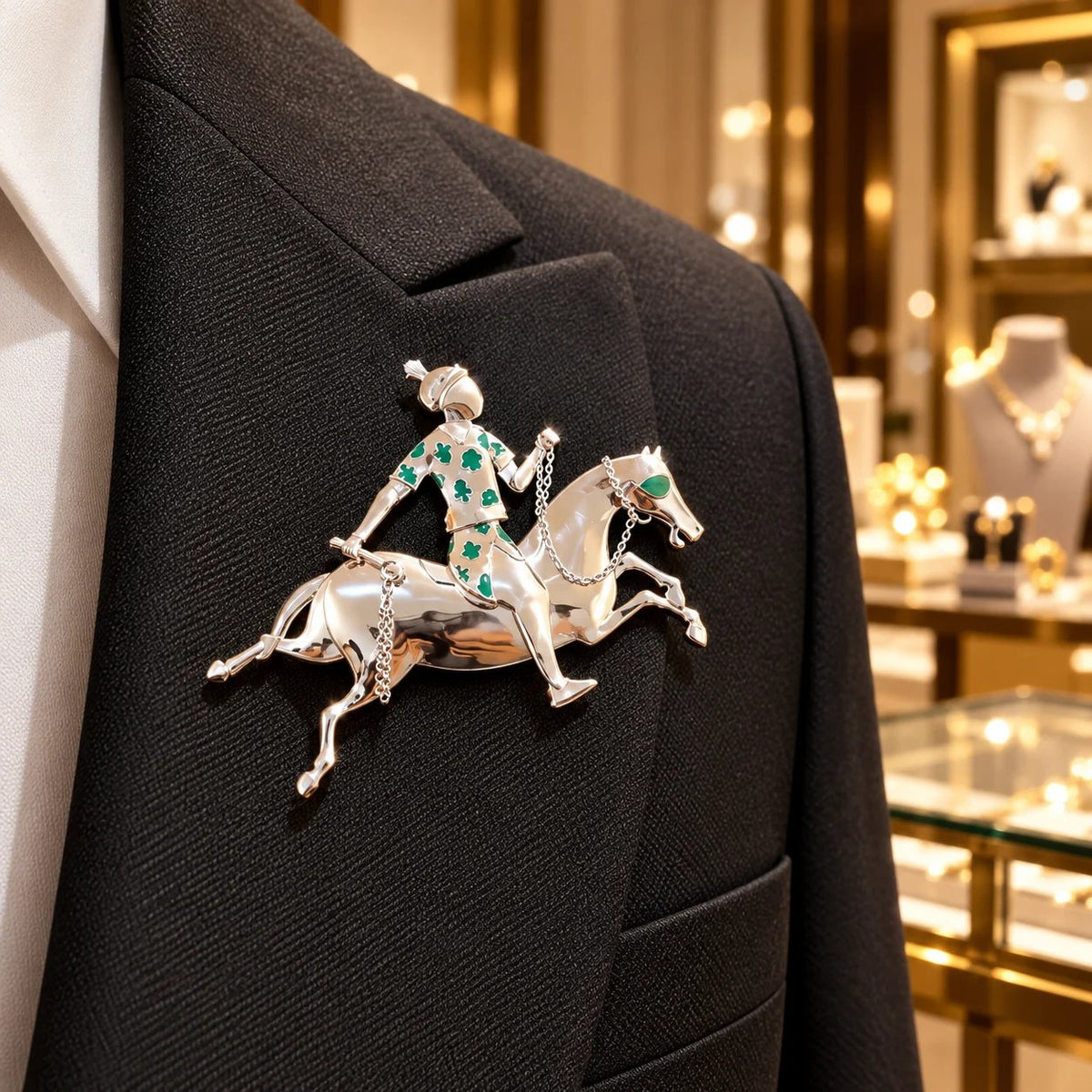 🎉✨ Handmade 925 Sterling Silver Equestrian Brooch – 2-in-1 Suit Pocket Accessory🐎🕴️