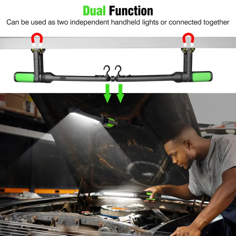 🚗💡Rechargeable 2400LM USB Work Light Bar for Mechanics, 4400mAh Battery, Hooks & Magnetic Attachment