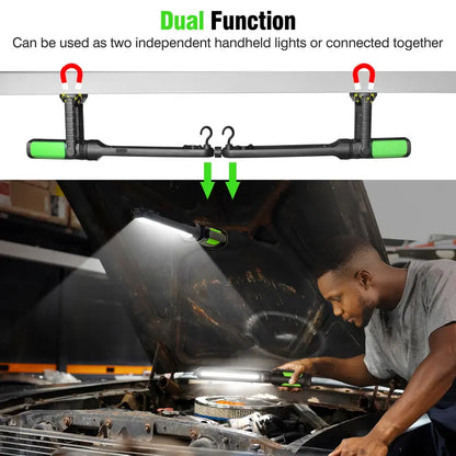 🚗💡Rechargeable 2400LM USB Work Light Bar for Mechanics, 4400mAh Battery, Hooks & Magnetic Attachment
