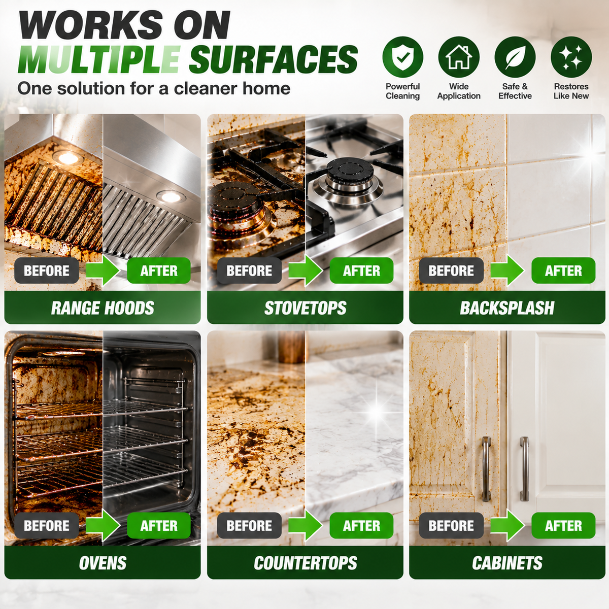 🧽 Heavy Duty Kitchen Degreaser Spray – Powerful Grease Remover For Stove, Oven, Cabinets & Multiple Surfaces