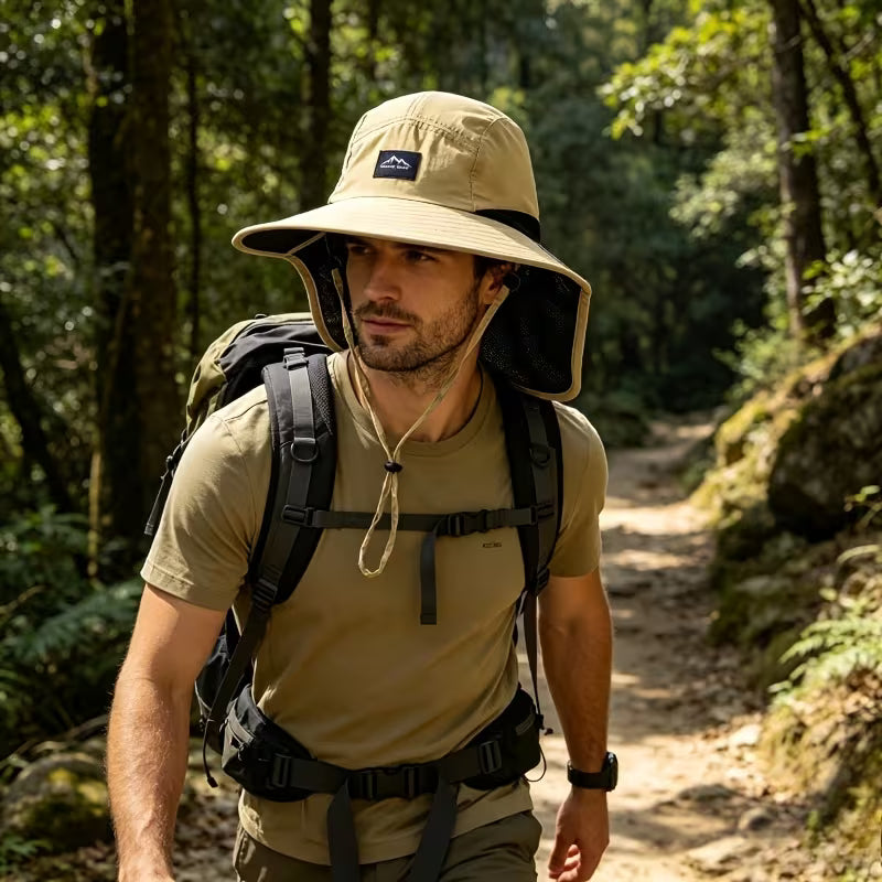 Outdoor Sun Protection Hat - Unisex Summer FishermanHat with Neck Flap | UV-Resistant, Parent-Child Style |Ideal for Camping & Hiking