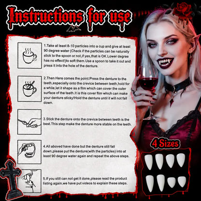 Creepy Reusable Vampire Fangs Denture Set
